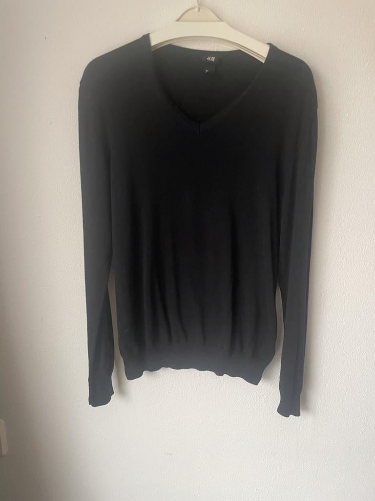 Hele mooie zwarte katoenen H&M Trui met V-Hals maat M, Kleding | Heren, Truien en Vesten, Maat 48/50 (M), Zwart, Ophalen of Verzenden