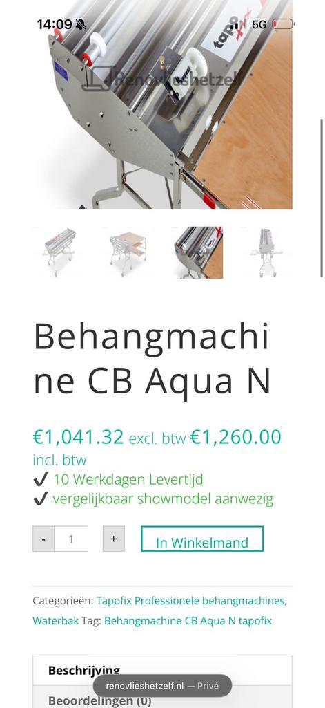 Behangmachine CB Aqua N, Doe-het-zelf en Verbouw, Ophalen, Nieuw, Overige typen