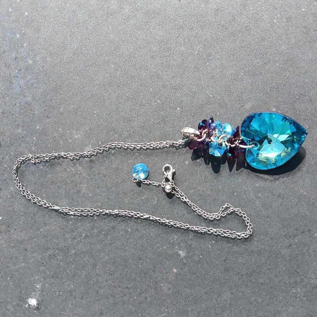 Zilveren ketting met hanger en oorbellen, Ophalen, Zo goed als nieuw, Zilver, Overige merken