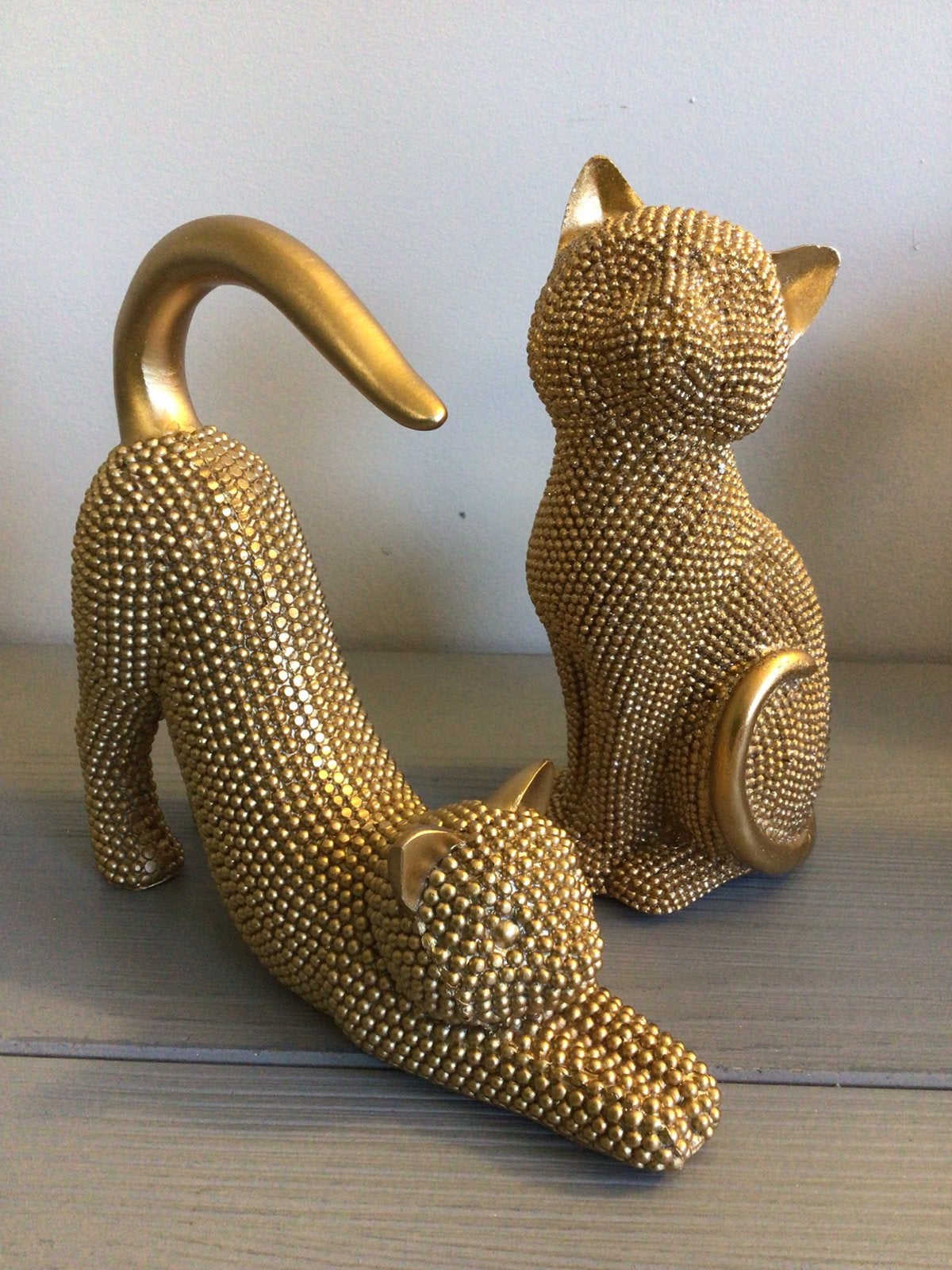 Schattig katten duo beeld kat poes beeldje goud kunst, Verzamelen, Ophalen of Verzenden, Zo goed als nieuw, Dier