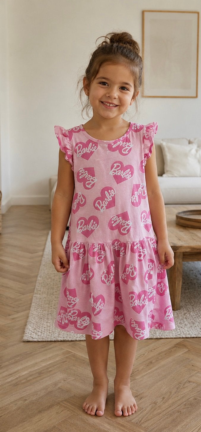 Roze barbie nachtpon pyjama 110 / 116, Ophalen of Verzenden, Zo goed als nieuw, Meisje, Nacht- of Onderkleding