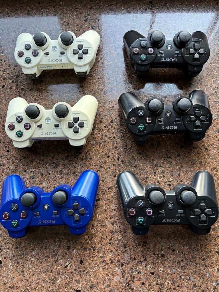 6 Sony PS3 DualShock 3 Controllers / Blauw / Witte / Zwarte, Spelcomputers en Games, Spelcomputers | Sony PlayStation Consoles | Accessoires