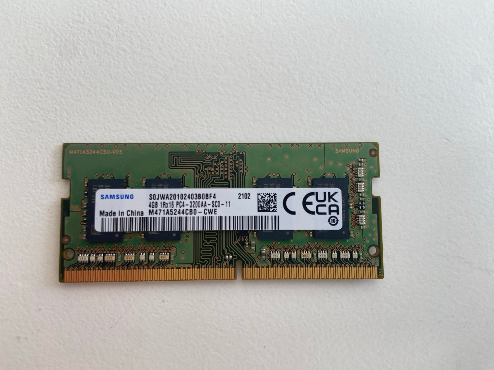Samsung 4GB DDR4 RAM Geheugenmodule (PC4-3200AA), DDR4, Ophalen of Verzenden, Zo goed als nieuw, Laptop