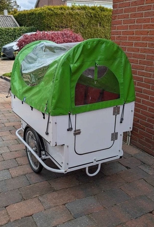 Elektrische bakfiets met huif - Ideaal voor kinderen!, Overige merken, 4 kinderen of meer, Gebruikt, Huif