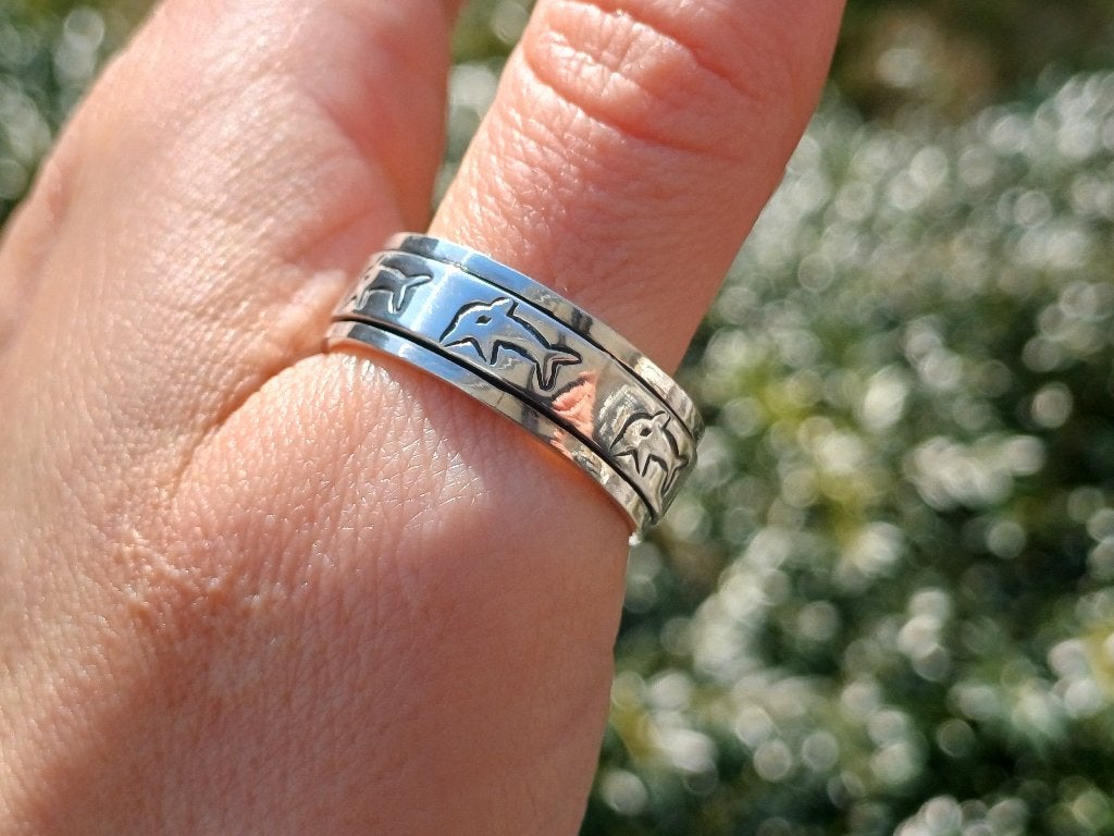 Vanoli 925 zilveren spin draai ring dolfijnen maat 21,75, Vanoli, 20 of groter, Amsterdam, Nieuw