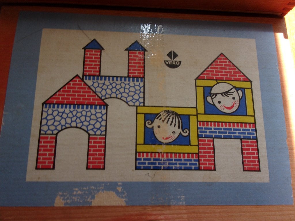 Oude BOUWDOOS. klein, compleet, Antiek en Kunst, Antiek | Speelgoed, Ophalen of Verzenden