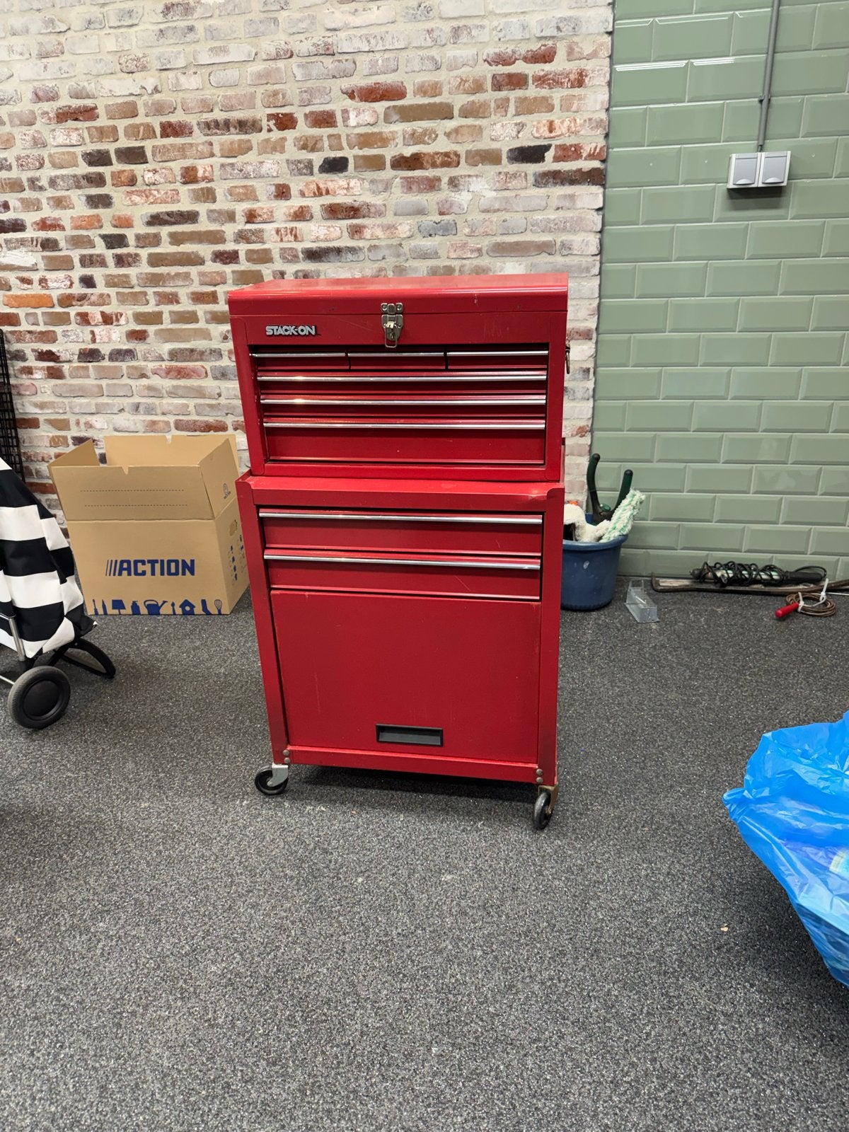Stack-On Gereedschapskist en Gereedschapswagen Rood, Ophalen of Verzenden, Gebruikt