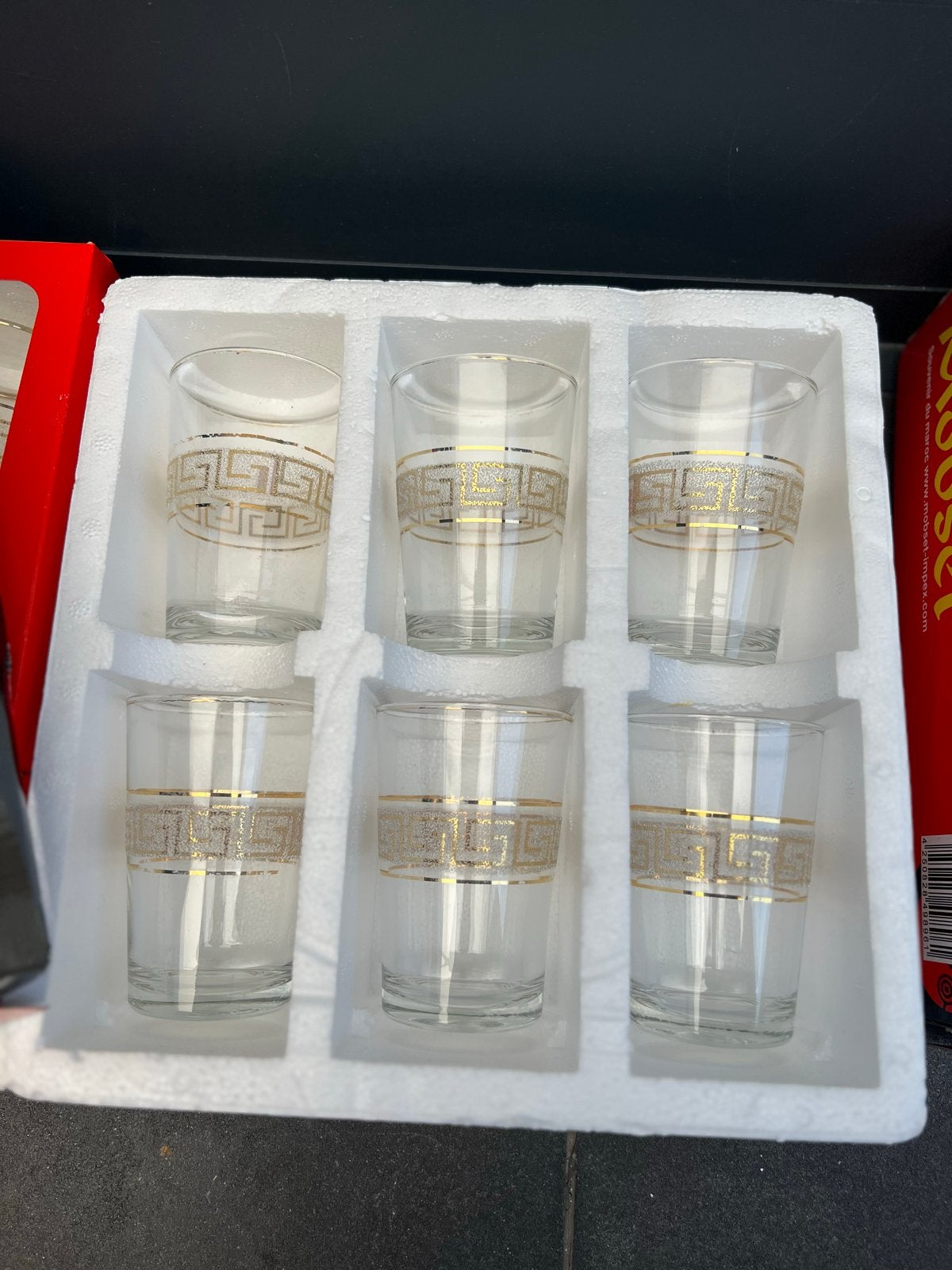 Set van 18 nieuwe marokkaanse theeglazen met gouden rand, Ophalen, Glas of Glazen, Overige merken, Klassiek
