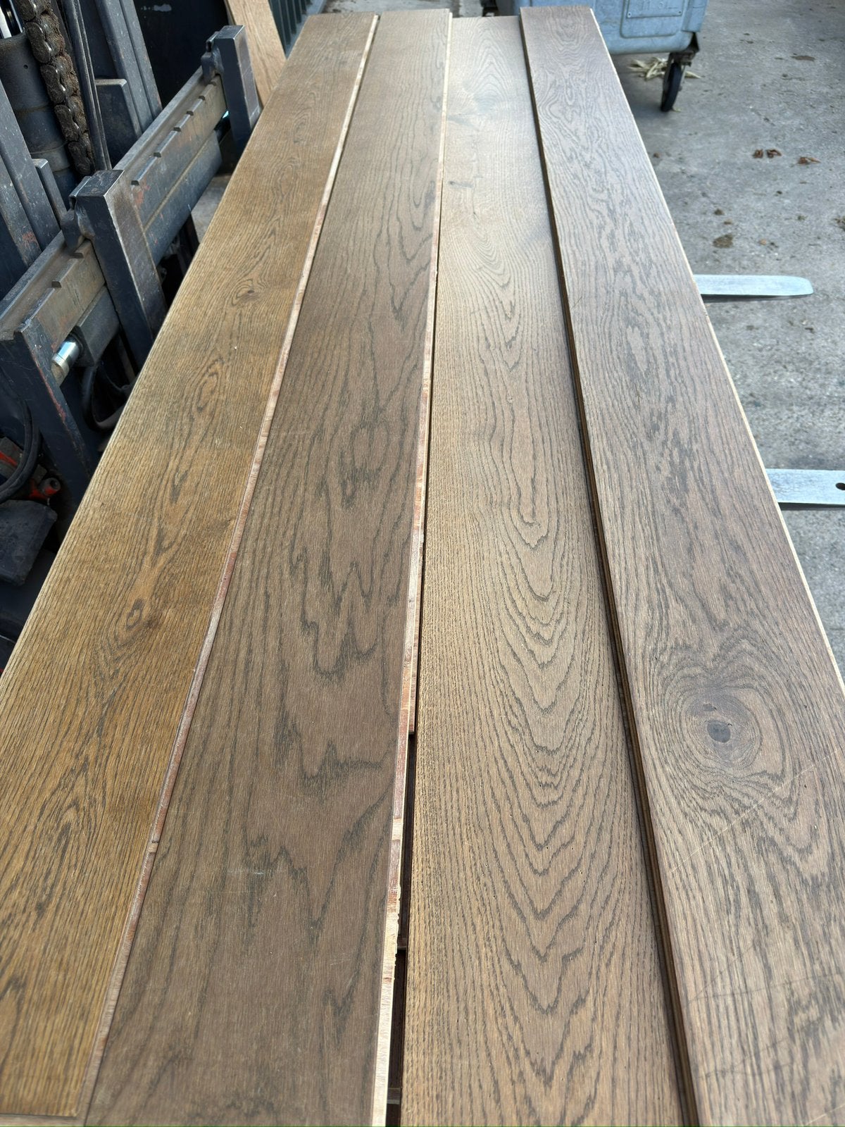 Eiken vloer 28 m2 multivloer 18 cm breed 2 cm dik top 5 mm, Ophalen, Gebruikt, Vloerdelen of -planken, 10 m² of meer