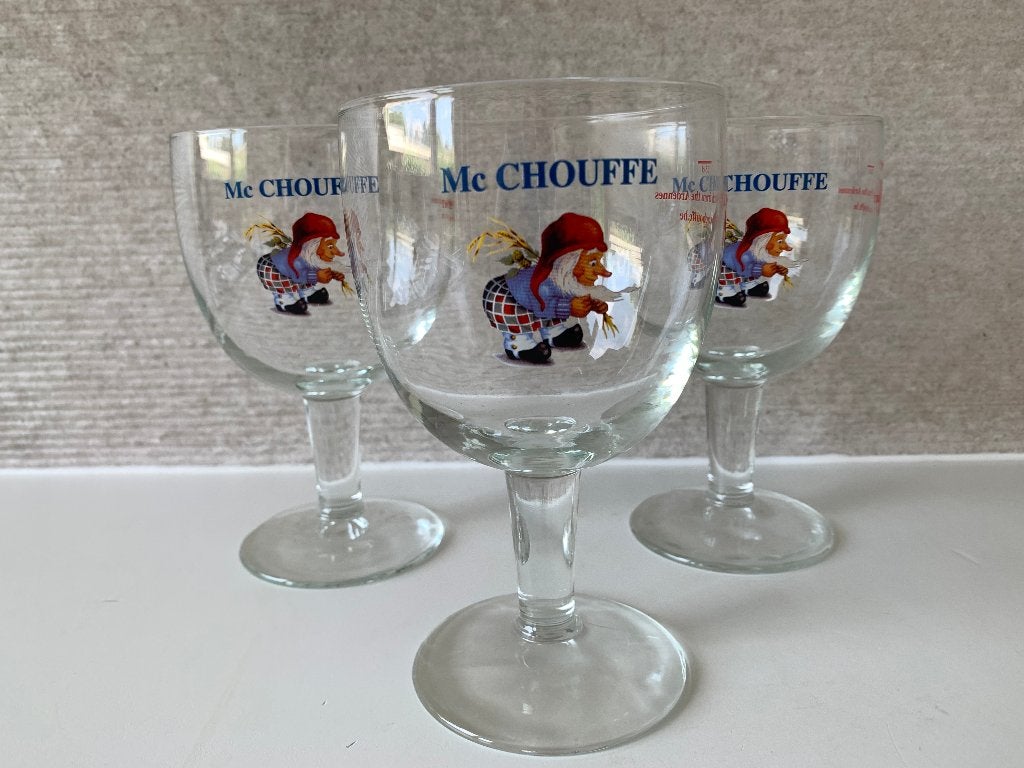3x MC Chouffe glas The Skotch from the Ardennes glazen, Ophalen, Zo goed als nieuw, Glas of Glazen, Duvel