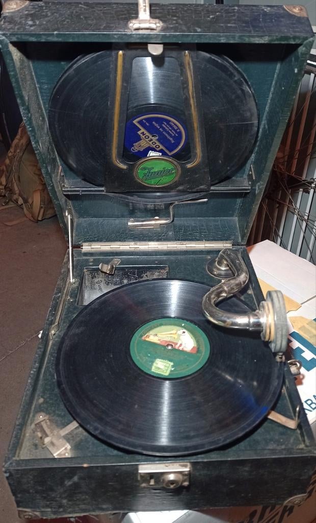 Antieke 78 toeren Parlophone grammofoon in koffertje, Ophalen of Verzenden