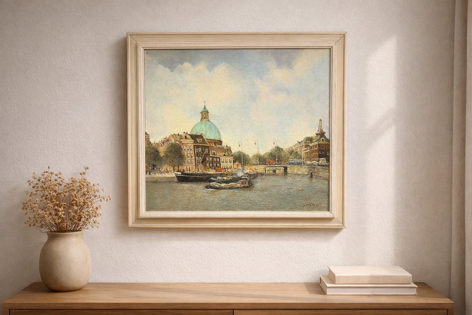 Impressionistisch Stadsgezicht Amsterdam - G. de Vries, Ophalen of Verzenden
