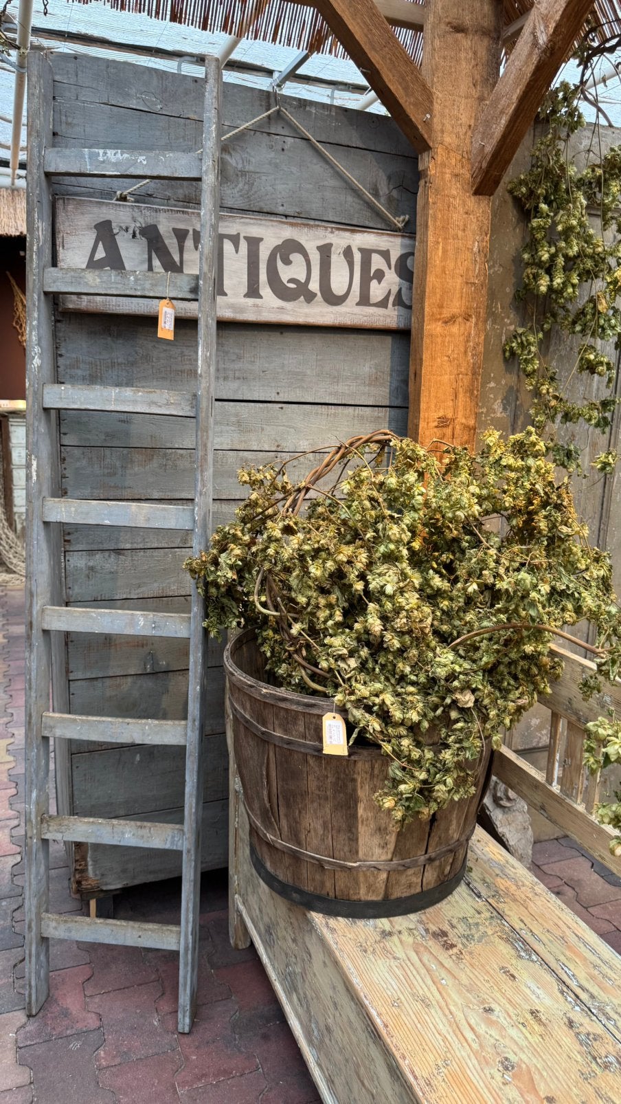 Ladder, decoratief, grijs, hout, stevig, tuin, 1.90 h, Ophalen