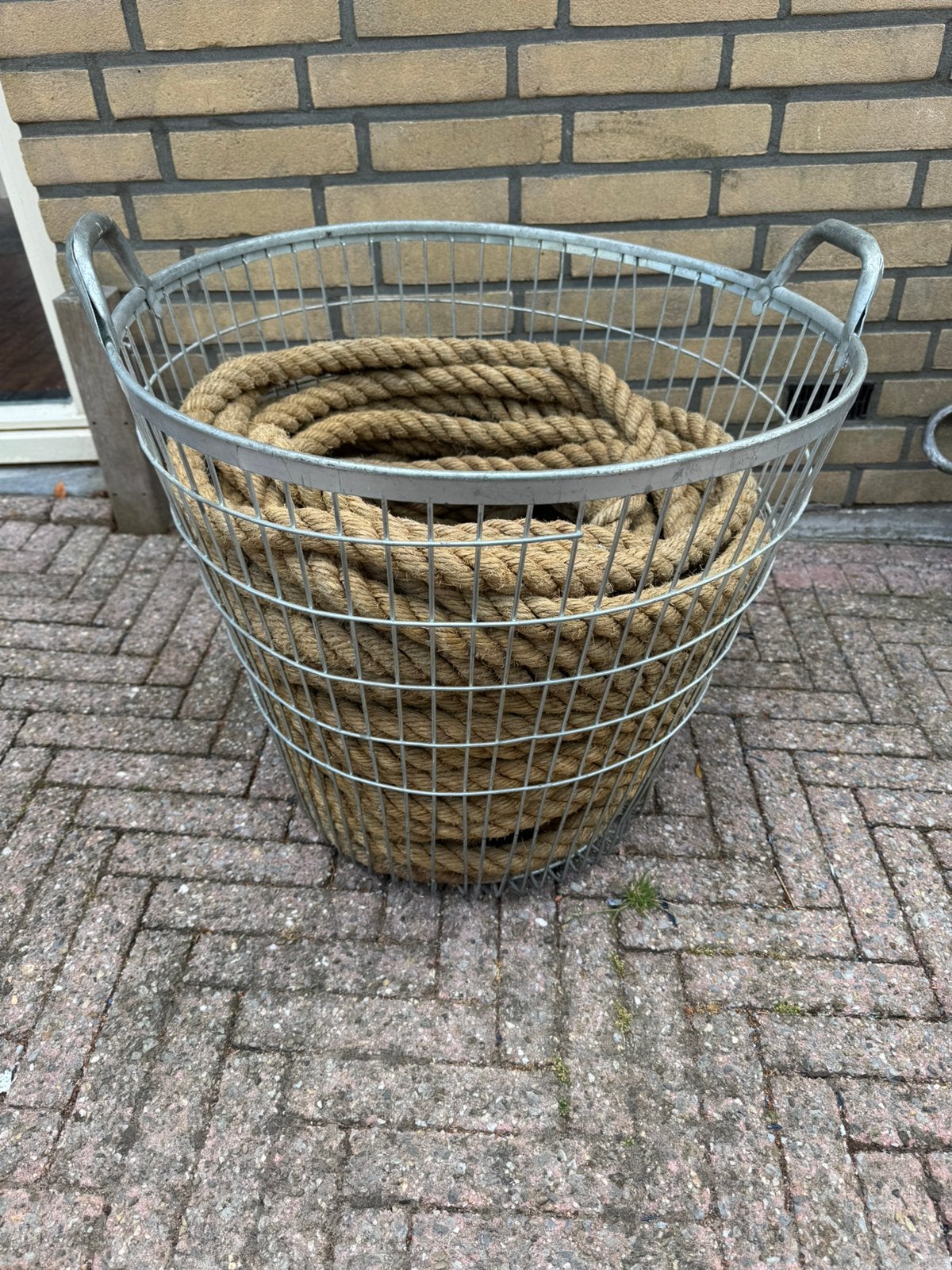 Touw en wiel katrol verhuiswiel + grote mand, Ophalen