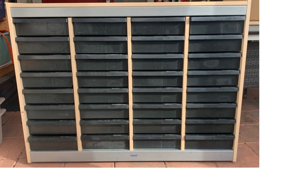 Verrijdbaar Eromes Marko opbergsysteem met 32 knst bakken, 100 tot 150 cm, Ophalen of Verzenden, Minder dan 100 cm, 25 tot 50 cm