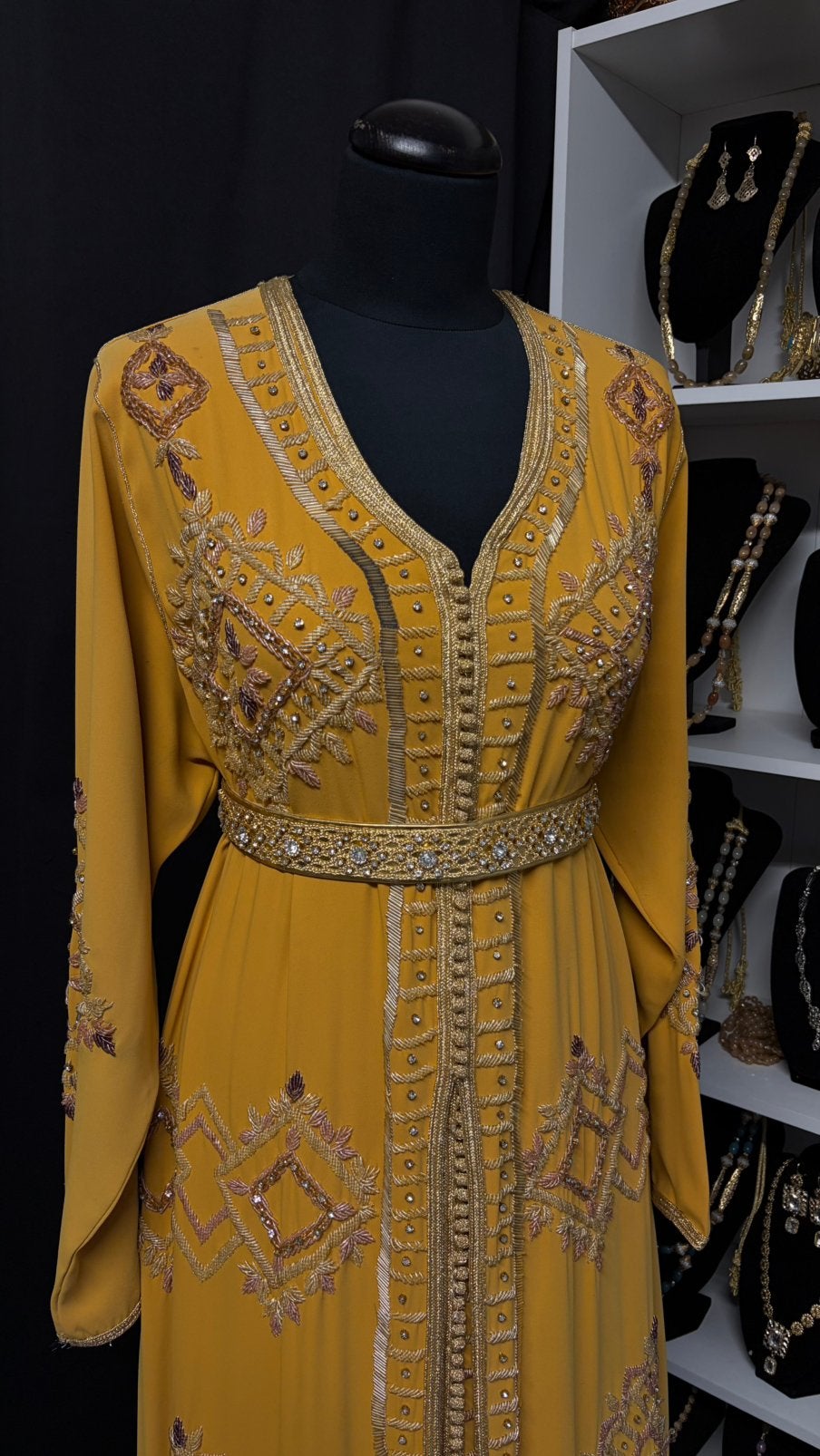 Takshita Marokkaanse jurk, Overige typen, Geel, Maat 46/48 (XL) of groter, Ophalen of Verzenden