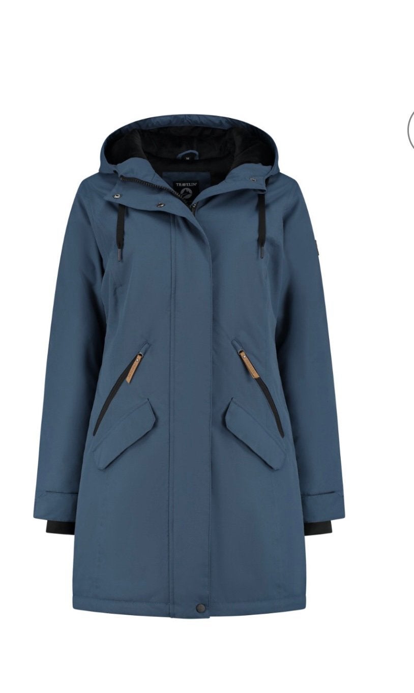 Travelin'  Waterdichte Damesjas - Parka Blauw -Maat 44 nieuw, Ophalen of Verzenden, Nieuw, Maat 42/44 (L), Blauw