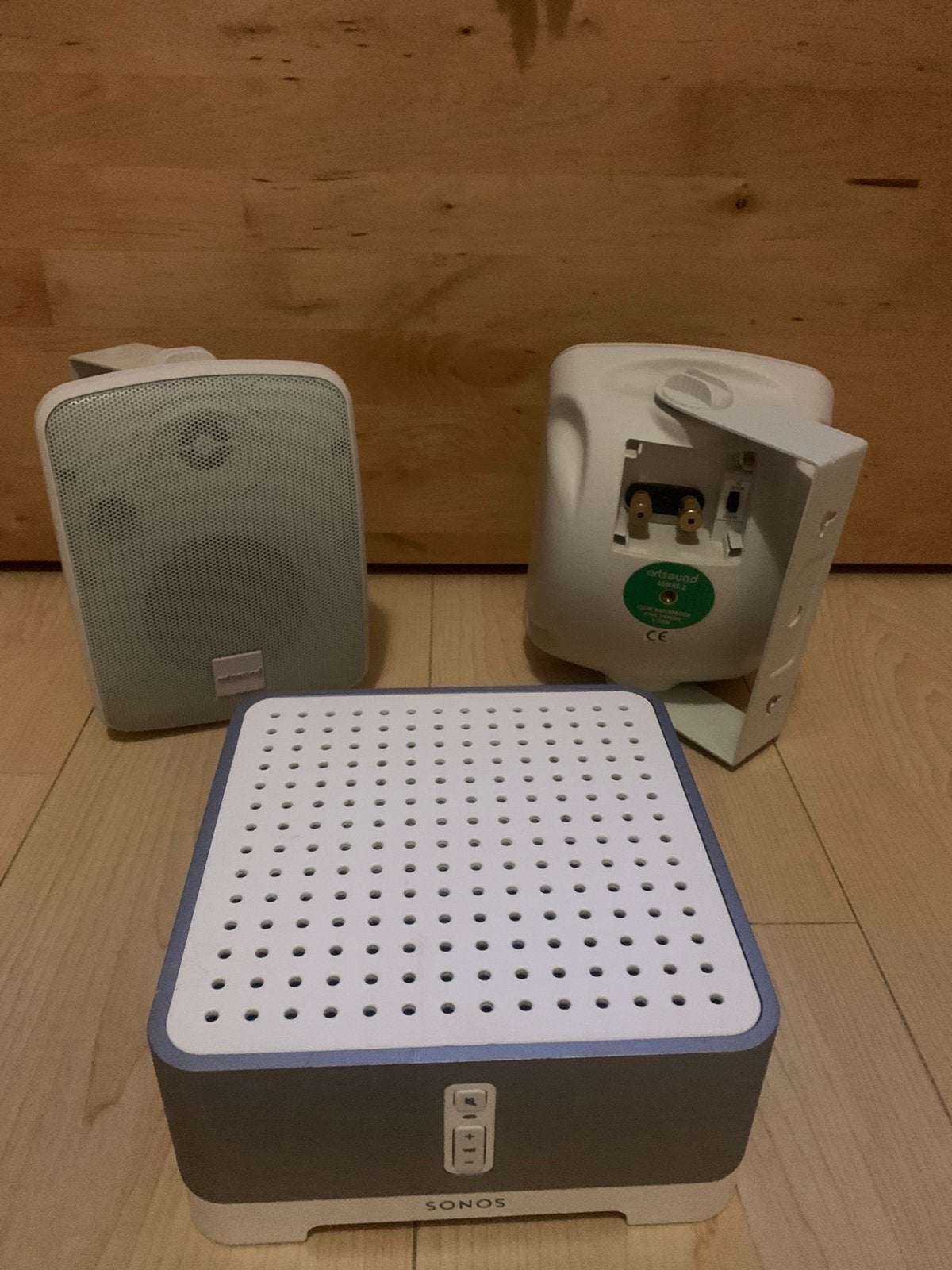 Sonos Connect Amp. met 2 Artsound buitenspeakers., Ophalen, Stereo speakers, Zo goed als nieuw, Minder dan 60 watt
