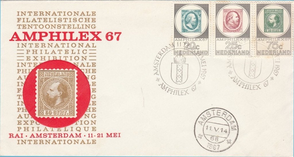 Nederland 886/888 op speciaal blanco cover Amphilex 67, Ophalen of Verzenden, Envelop