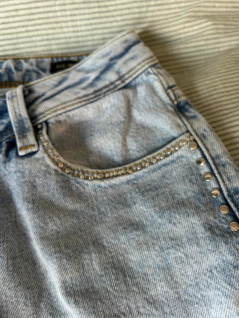 Tall jeans met studs - Seven sisters, Kleding | Dames, Ophalen of Verzenden, Zo goed als nieuw, Blauw, W27 (confectie 34) of kleiner