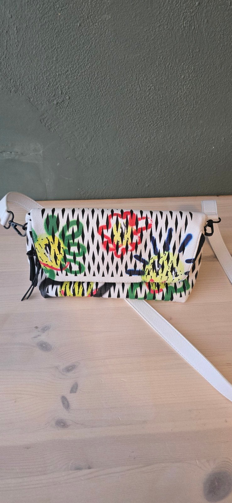 desigual Unieke schoudertas met kleurrijke print, Verzenden, Zo goed als nieuw, Wit, Schoudertasje