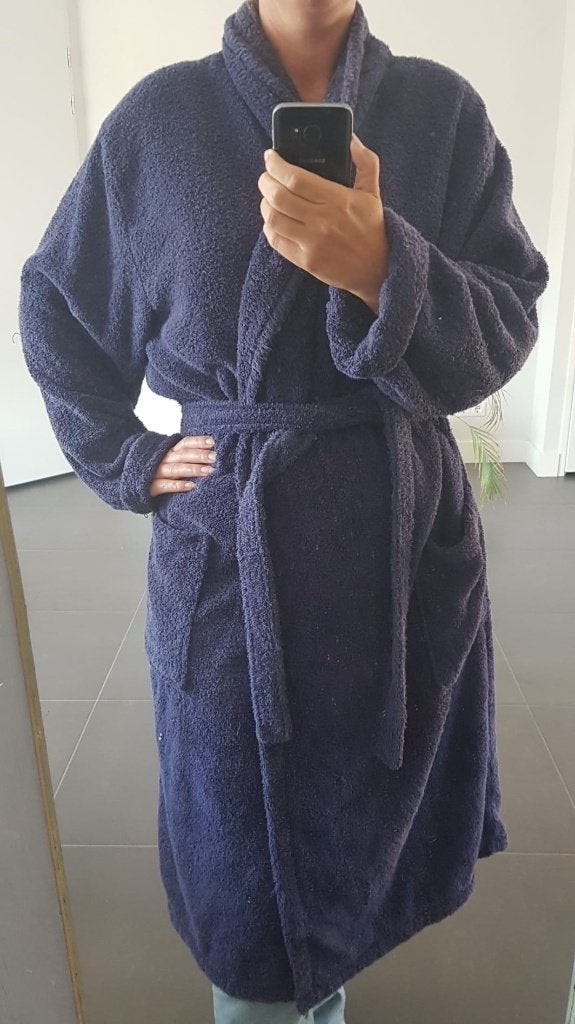 Badjas Blauw Hema Zacht Warm 100% Katoen Cotton, Hema, Verzenden, Zo goed als nieuw, Maat 46/48 (XL) of groter