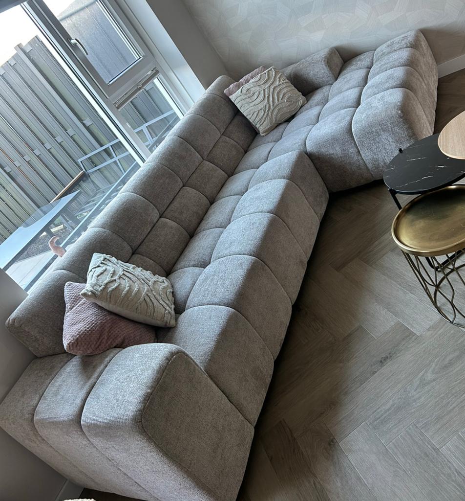 Zo goed als nieuwe De Bommel hoekbank met lounge deel, Ophalen, Hoekbank, 300 cm of meer, Zo goed als nieuw