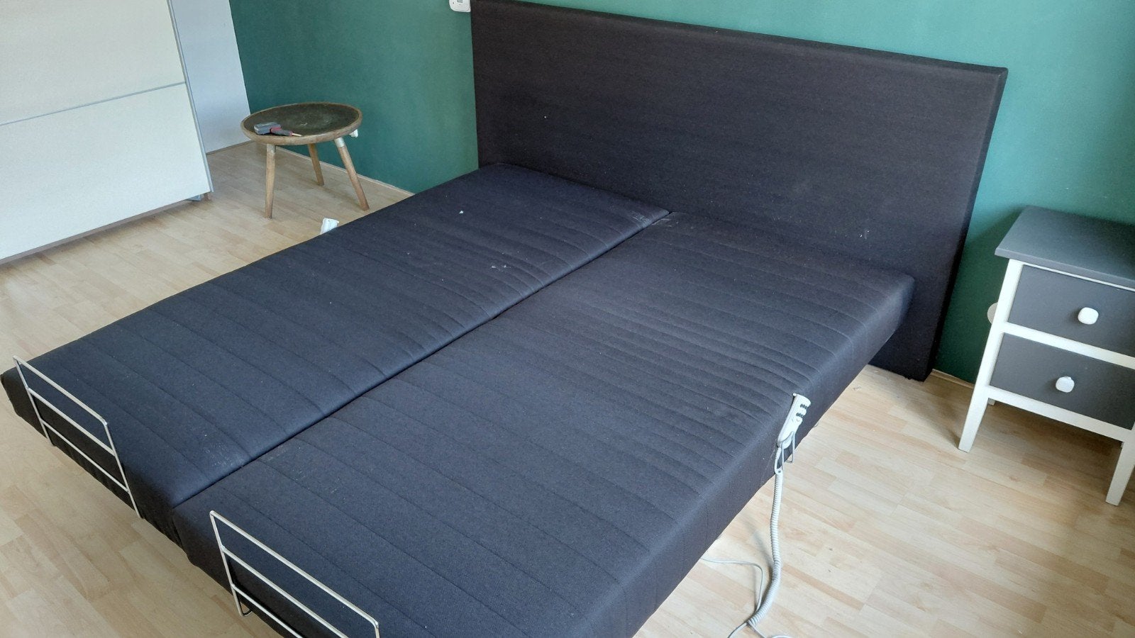 Elektrisch verstelbare boxspring (excl. matras), Ophalen, Gebruikt, Zwart, Tweepersoons