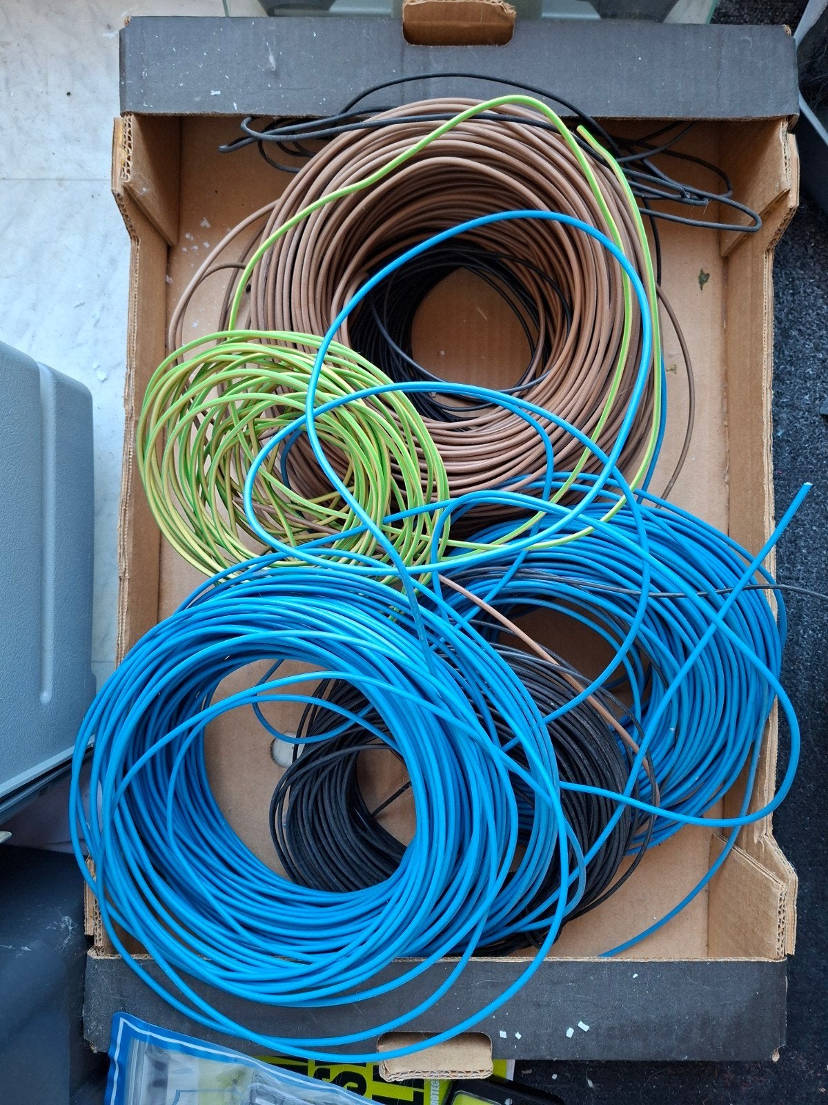 Diverse elektriciteitskabels: aarde, fase, nul, Ophalen of Verzenden, Gebruikt, Kabel of Snoer