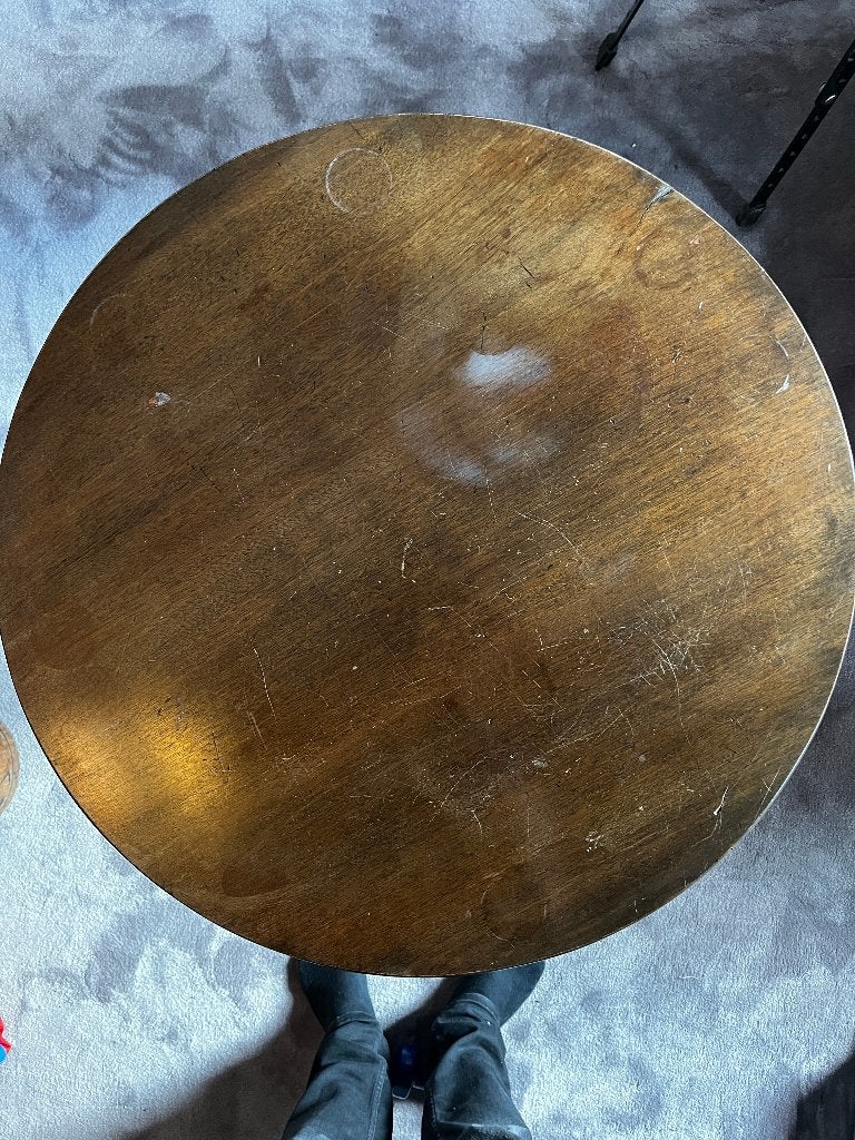 Antiek, rond tafeltje, opklapbaar., Gebruikt, 50 tot 100 cm, 50 tot 75 cm, Rond
