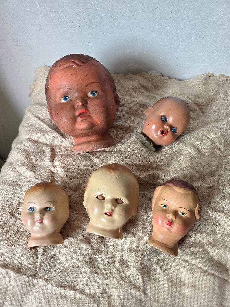 Antieke pop, 5x poppenhoofd voor de poppendokter, Verzamelen, Ophalen of Verzenden, Gebruikt, Pop