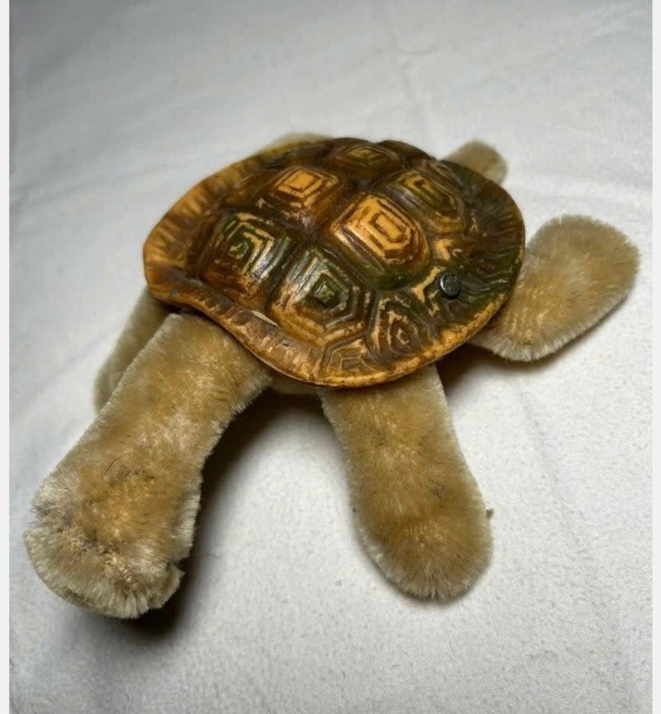 Vintage Steiff “Slo” schildpad jaren ‘50-‘60 knop in schild, Ophalen of Verzenden