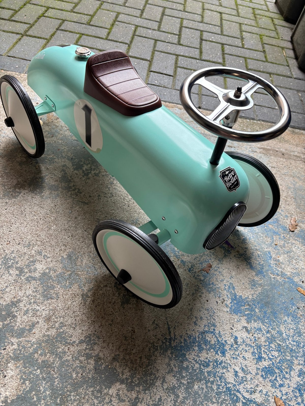 Retro Roller Loopauto kleur mint, Kinderen en Baby's, Ophalen, Zo goed als nieuw, Loopvoertuig