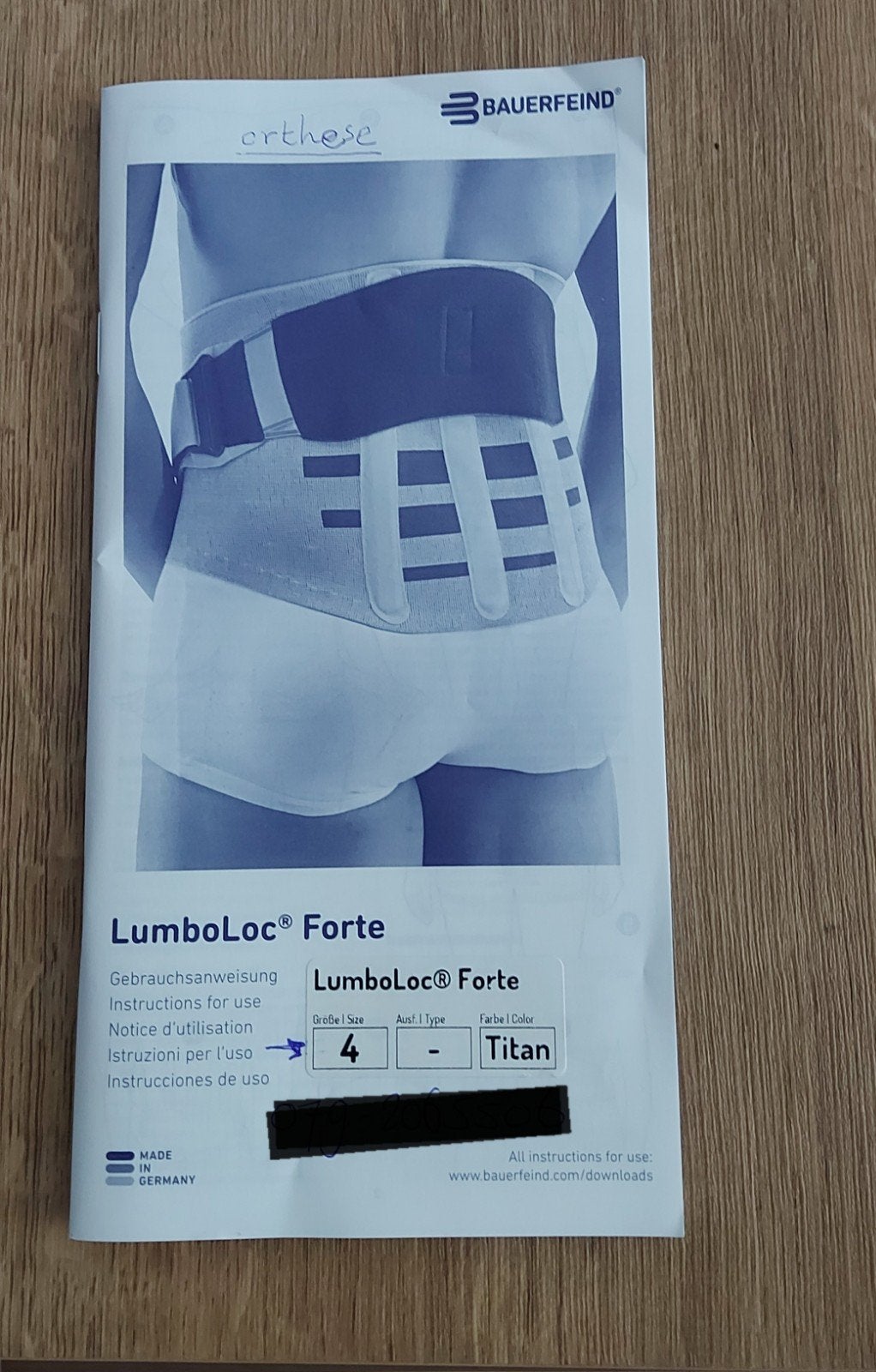 Bauerfeind LumboLoc Forte, rugbrace, orthese, maat 4, nieuw!, Ophalen of Verzenden, Nieuw