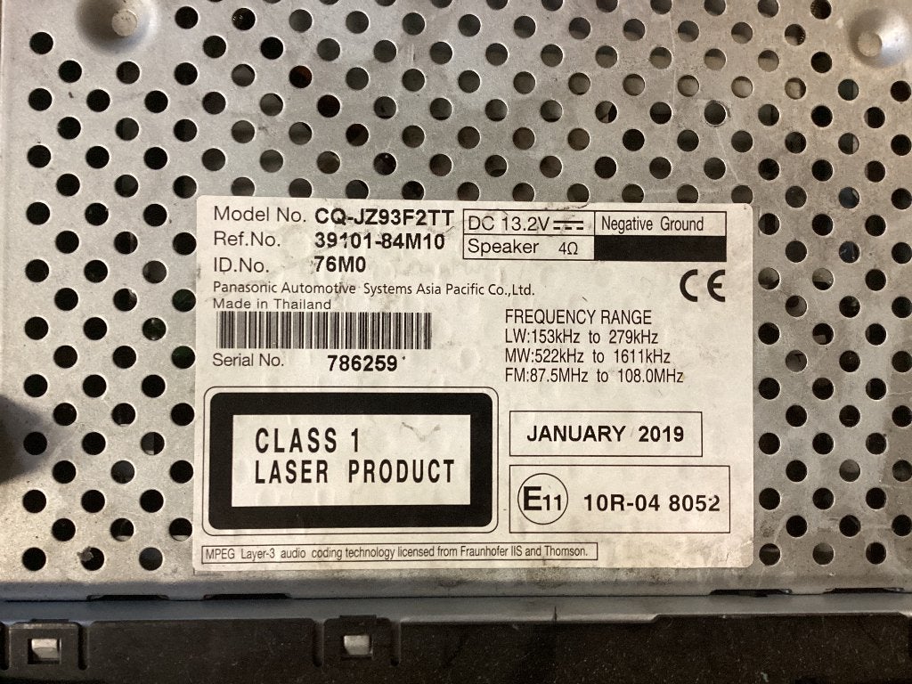 Panasonic CQ-JZ93F2TT Autoradio met Bluetooth, Ophalen, Gebruikt