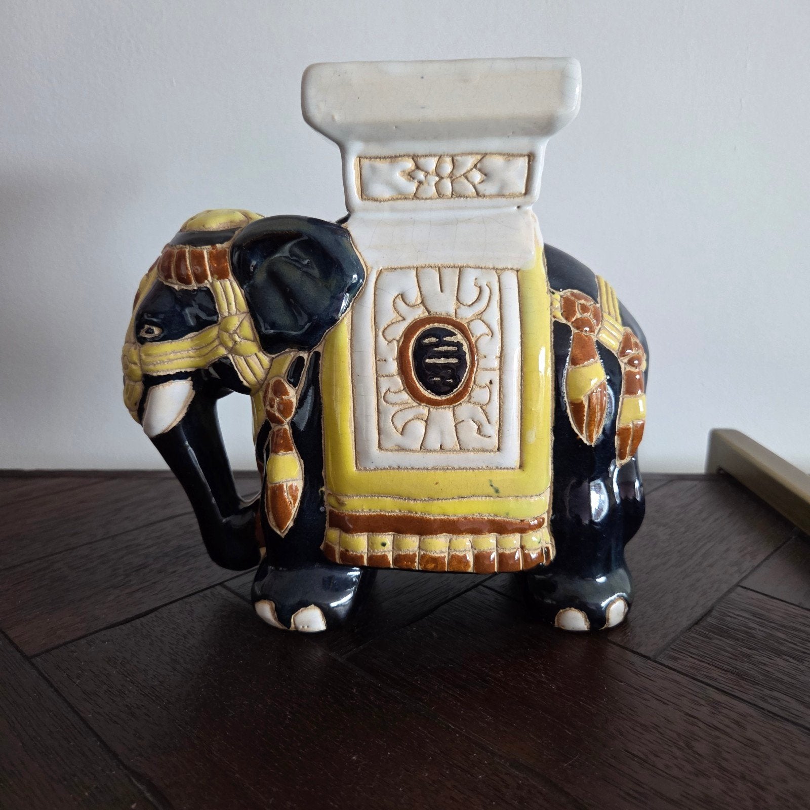 Vintage olifant plantentafel plantenstandaard keramiek, Gebruikt, Meerkleurig, Ophalen of Verzenden, Oosters