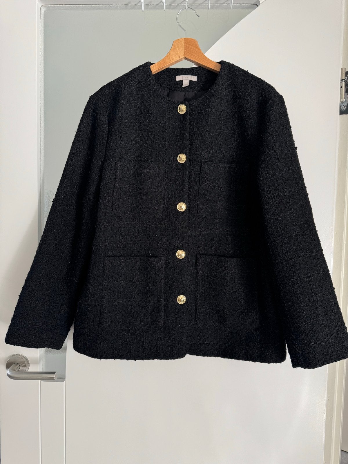 H&M - Zwart bouclé jasje met gouden knopen, Zwart, Nieuw, Ophalen of Verzenden, Jasje