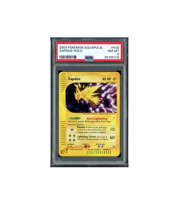 Pokemon Zapdos e-Series Aquapolis Holo 2003 #H32 PSA 8, Ophalen of Verzenden, Zo goed als nieuw, Losse kaart, Foil