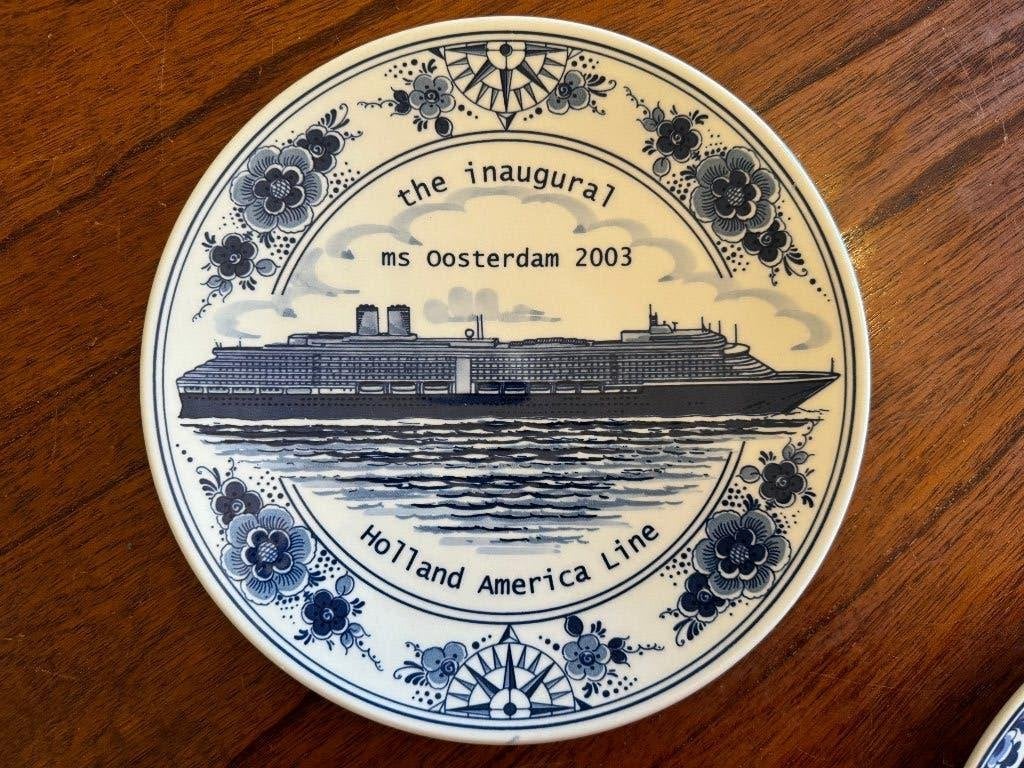 Bord Delfts Blauw Porselein Holland America Line Oosterdam, Antiek en Kunst, Ophalen of Verzenden