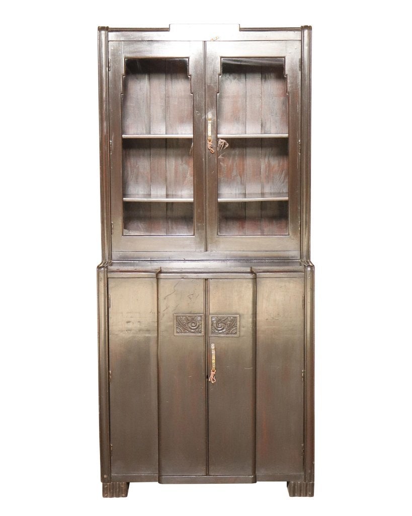 Antieke teakhouten buffetkast met donkere patina, Ophalen of Verzenden, Gebruikt, Hout
