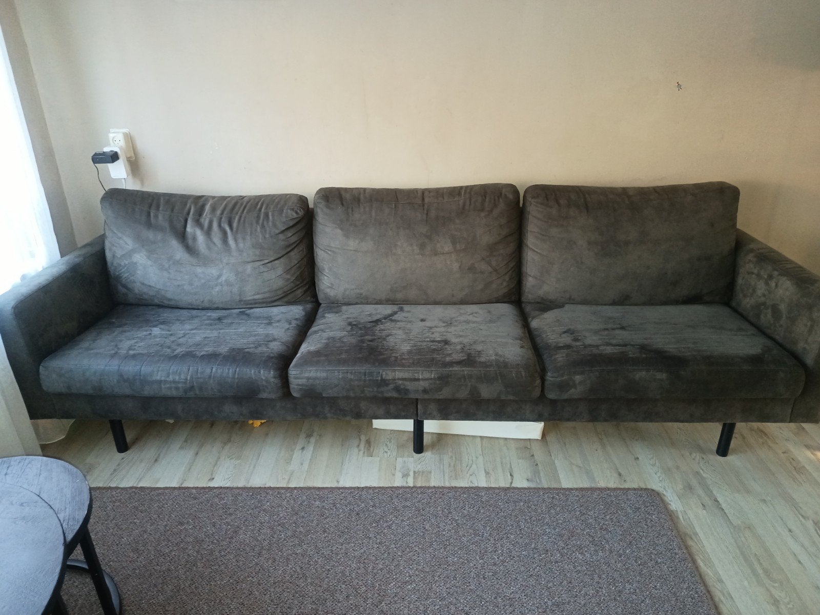 Bank, fluweel velours. suède look/microvezel, Overige materialen, 250 tot 300 cm, Gebruikt, Driepersoons