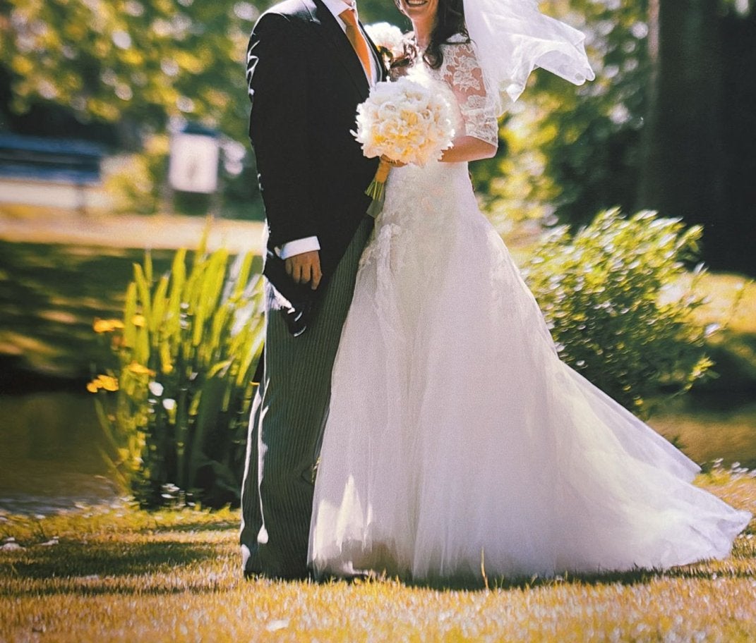 Pronovias Bruidsjapon Ivoor Maat 38 met Bolero, Ophalen of Verzenden, Zo goed als nieuw, Wit, Trouwjurk