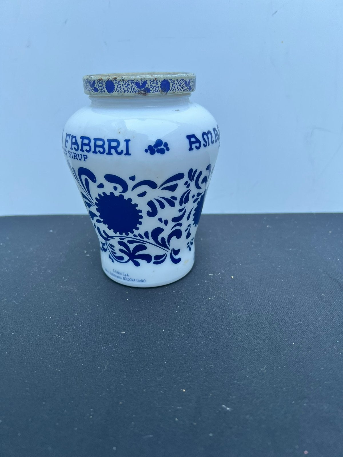 Te Koop Vintage Pot Fabbri Amarena Met Deksel Melkglas, Ophalen of Verzenden
