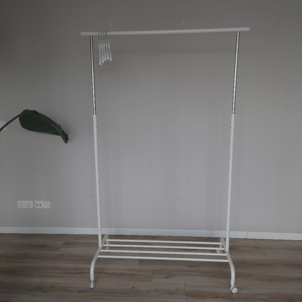 IKEA RIGGA kledingrek wit op wieltjes, Ophalen of Verzenden, Gebruikt