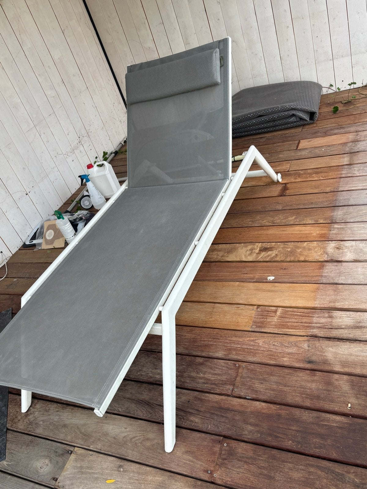 Verstelbaar ligbed met aluminium frame en textileen, Ophalen, Gebruikt, Aluminium, Verstelbaar