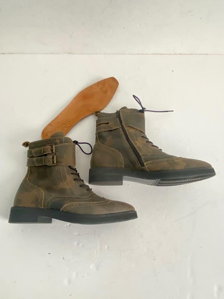 J478 DWRS maat 40 lage leren laarsjes leer boots schoenen, DWRS, Ophalen of Verzenden, Zo goed als nieuw, Groen