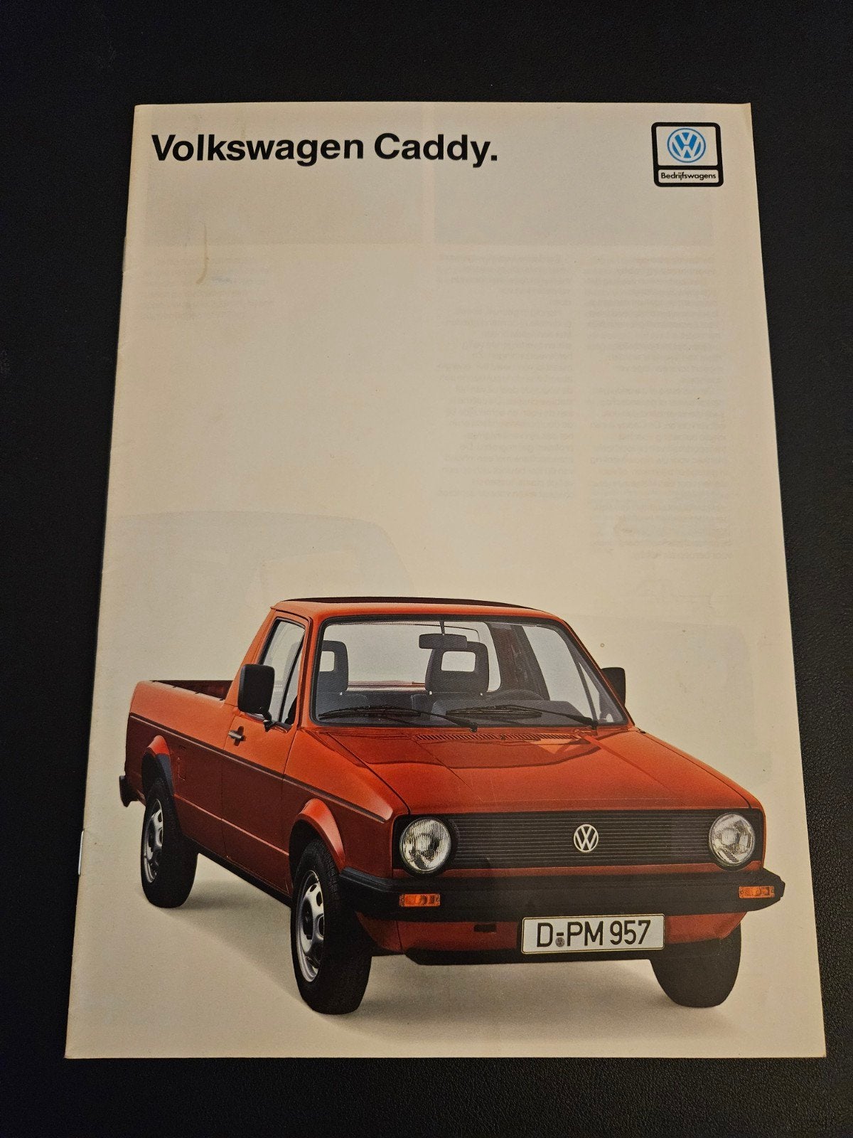 Brochure Volkswagen Caddy Pick-up 1988, Ophalen of Verzenden, Zo goed als nieuw, Volkswagen