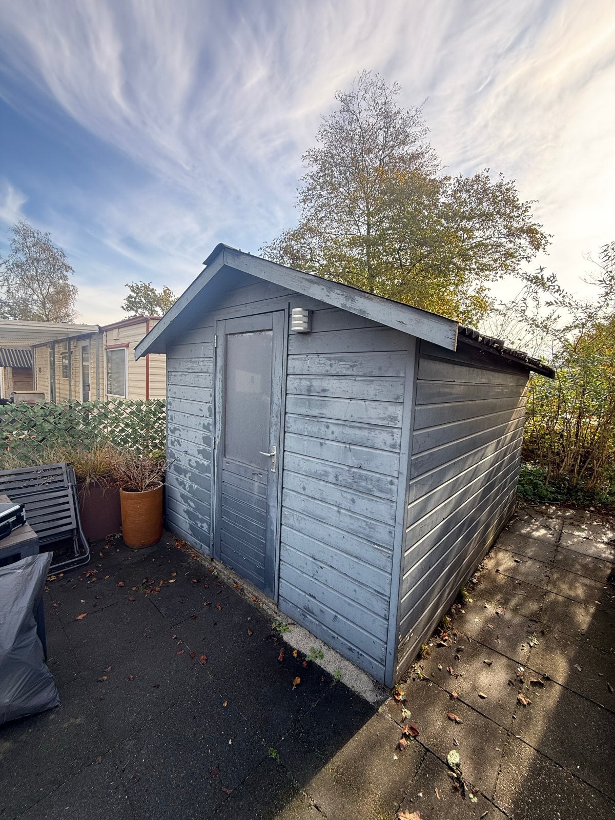 Houten schuur/berging - Ideaal voor tuin of camping, Ophalen, Gebruikt, Hout, Fietsenberging