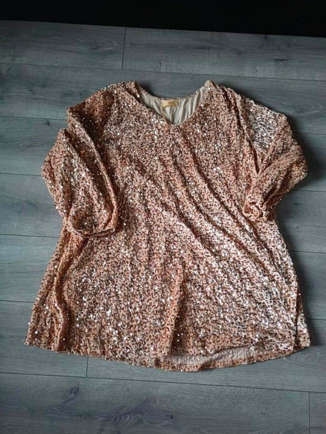 Velvet jurk / tuniek met pailletten Champagne, Ophalen of Verzenden, Zo goed als nieuw, Goud, Jurk