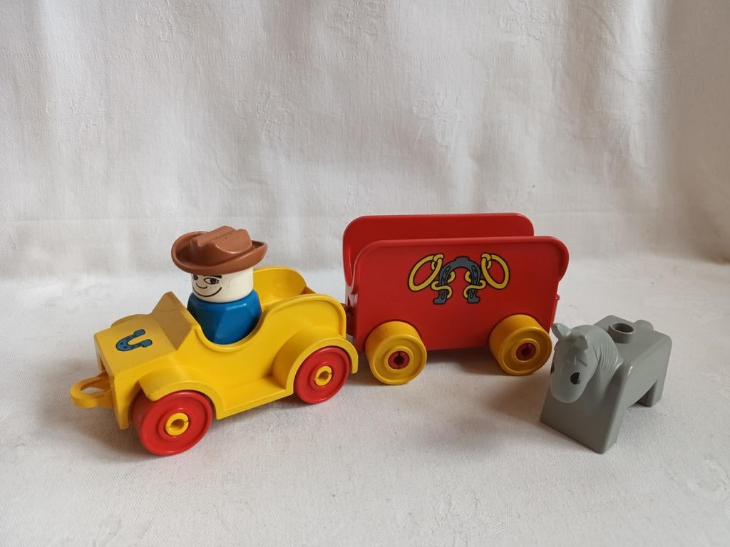 Duplo vintage retro set 2627 Auto met Paardentrailer, Ophalen of Verzenden, Gebruikt, Complete set, Duplo